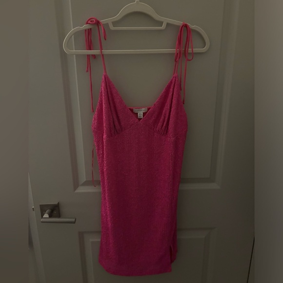 Hot Pink Sequin Mini Dress - Picture 4 of 6